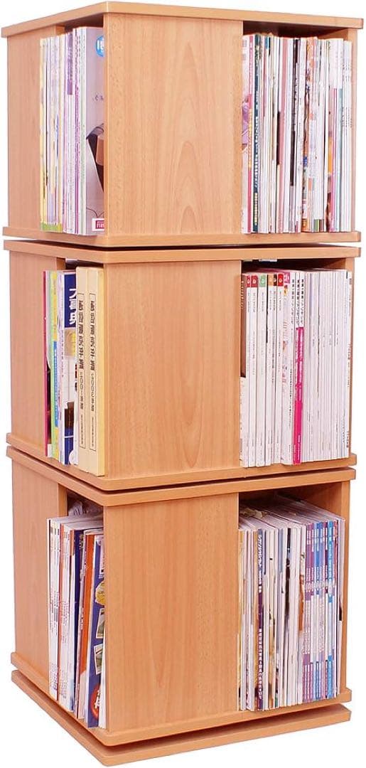 【美品】回転式本棚３段　A4 楽天市場】【クーポンで30％OFF】本棚 回転式 書棚 360度回転 スリム