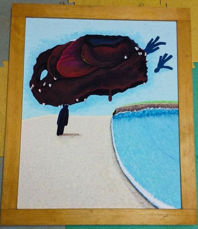 絵画 額装 （アクリル画）抽象画 海の祝福」【原画】F6 額装 アクリル画 抽象画 キャンバス 海 空