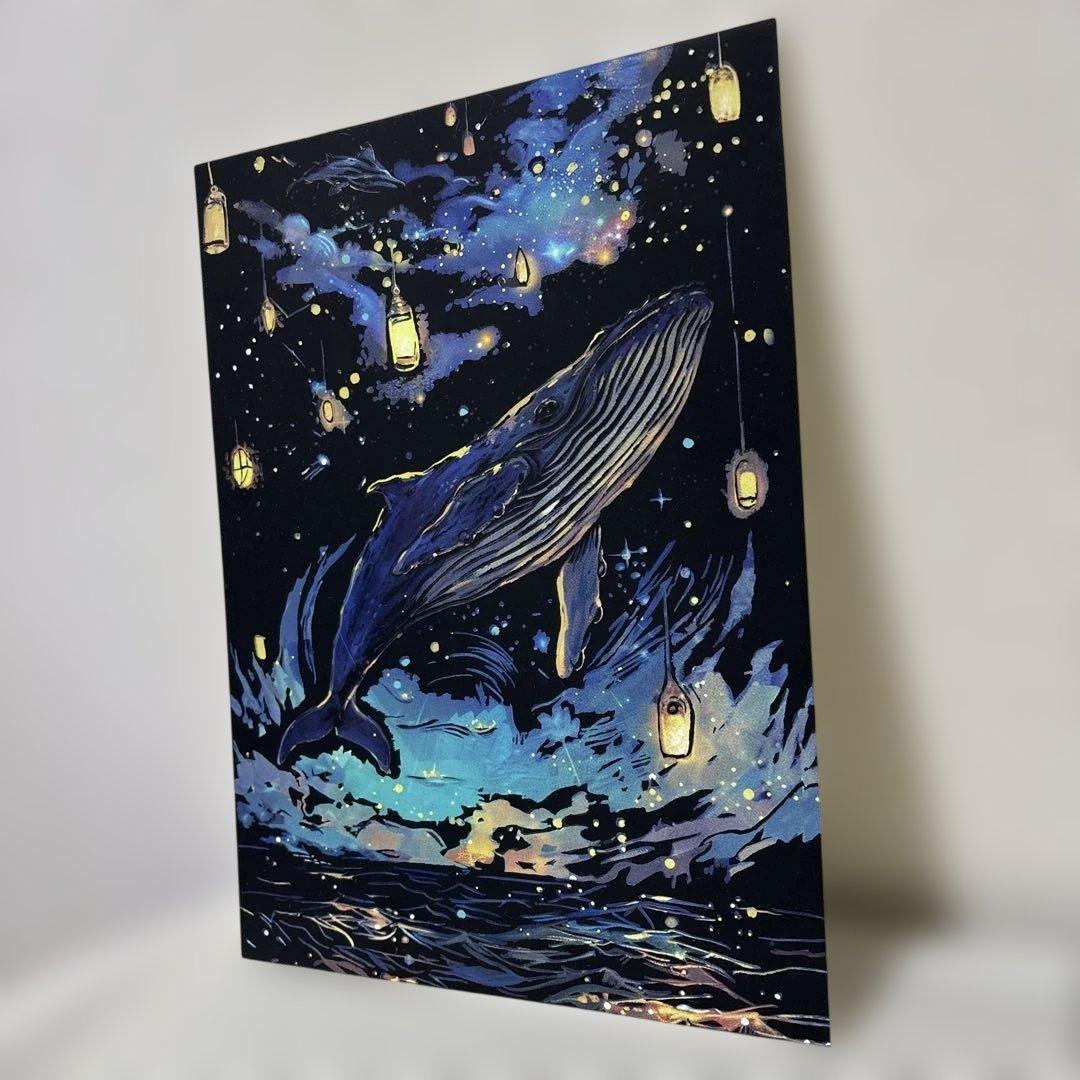 スクラッチアート完成品 クジラとランプ - メルカリ