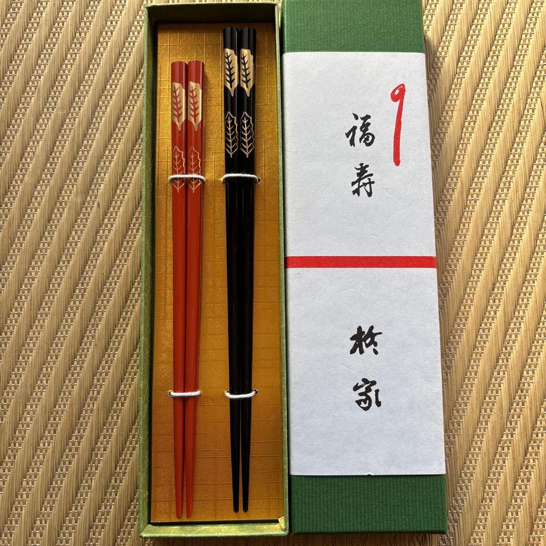 未使用 小麦模様の輪島塗り 夫婦箸【塗師屋 いち松】 - メルカリ