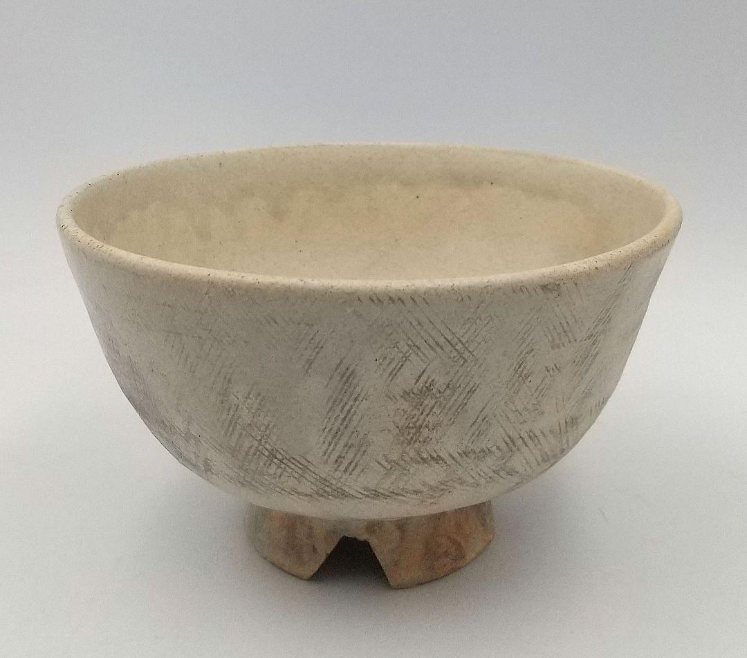 真作保証 陶泉 千漢鳳造 聞慶窯 櫛目割高台茶碗 猫掻茶碗 共箱付 未