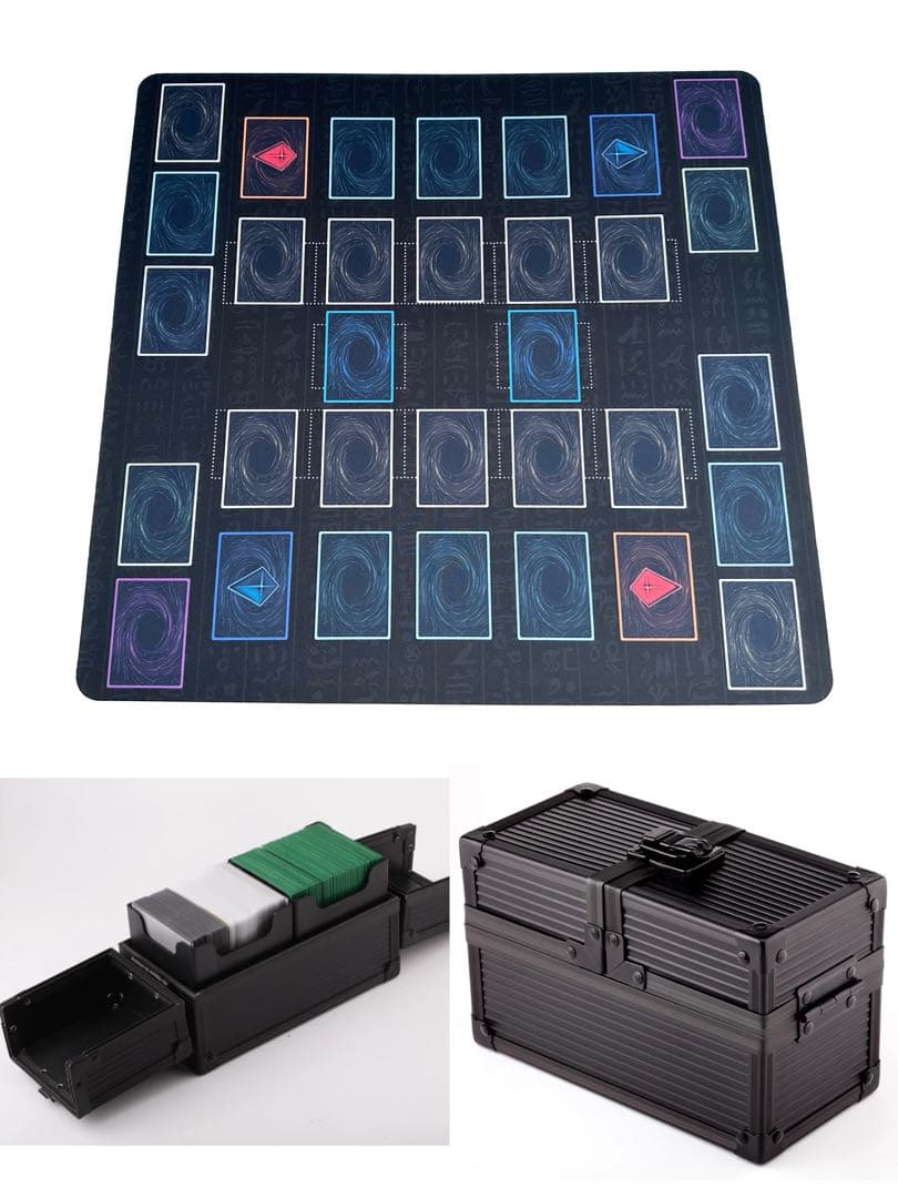 2点セット 遊戯王 プレイマット フルサイズ&小型 デッキケース アルミ