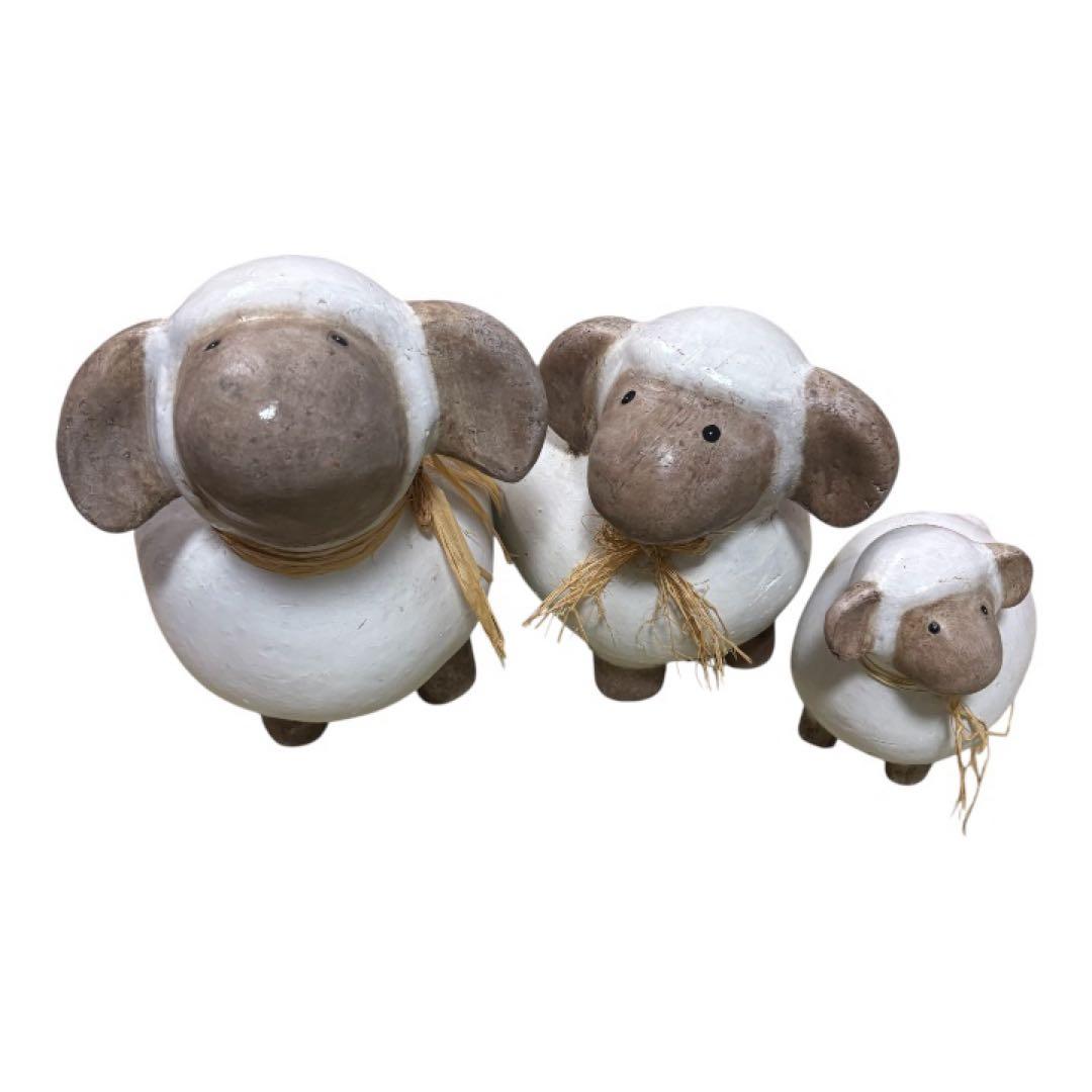 sheep（羊）アンティークオブジェ　置物　テラコッタ陶器　3個セット sheep（羊）アンティークオブジェ 置物 テラコッタ陶器 3個セット