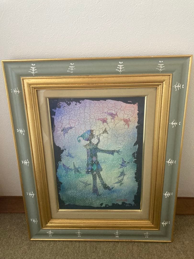 藤岡しんたろう　油彩画 鳥とラッパ吹き 藤岡しんたろう 油彩画 鳥とラッパ吹き - メルカリ
