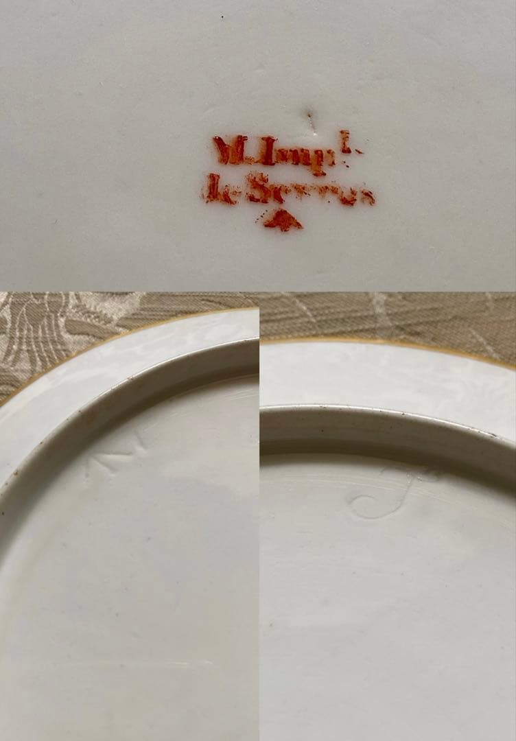 Sevres セーヴル セーブル】黄肌花絵付 皿「ナポレオン命による贈答品
