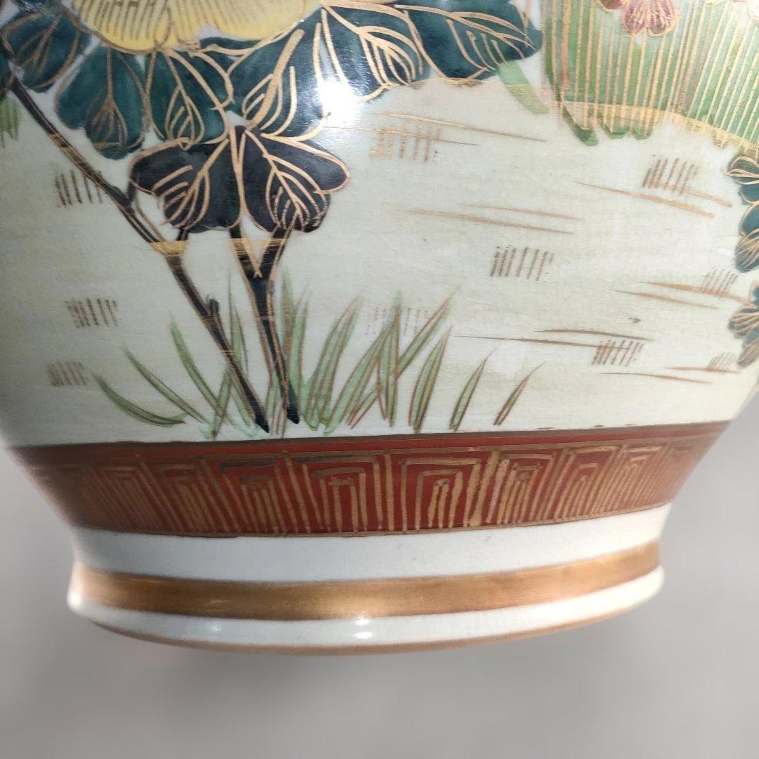 A1389-8/薩摩焼/金襴手色絵花鳥図花瓶/飾壺/花入/花器/華道具/ - メルカリ