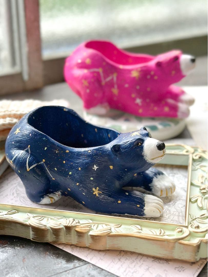 天然石浄化ベッド（星空クマちゃん）ノクターンネイビー 御守アート