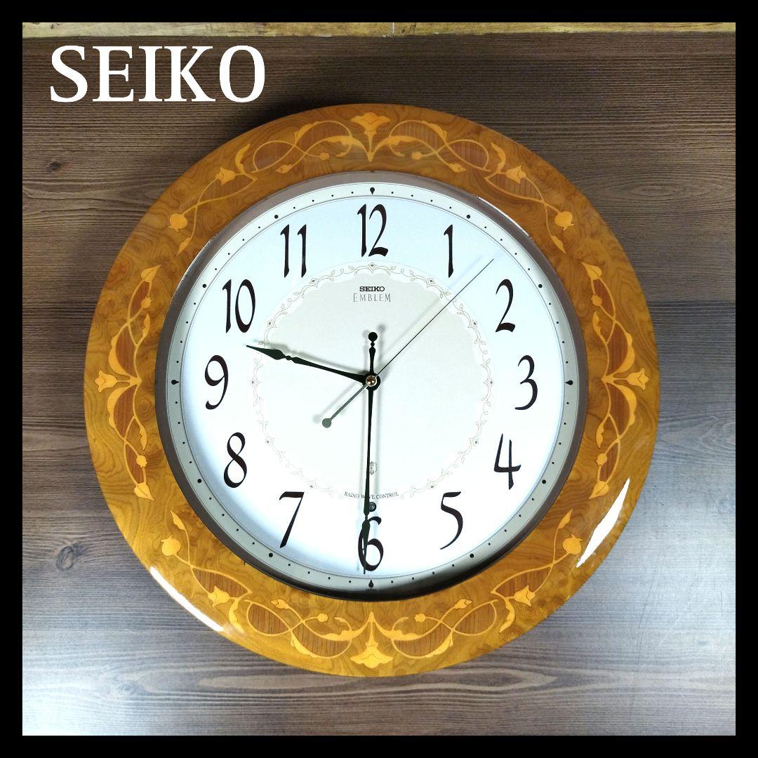 SEIKO EMBLEM セイコー エンブレム 木象嵌 電波式 壁掛け時計 - メルカリ