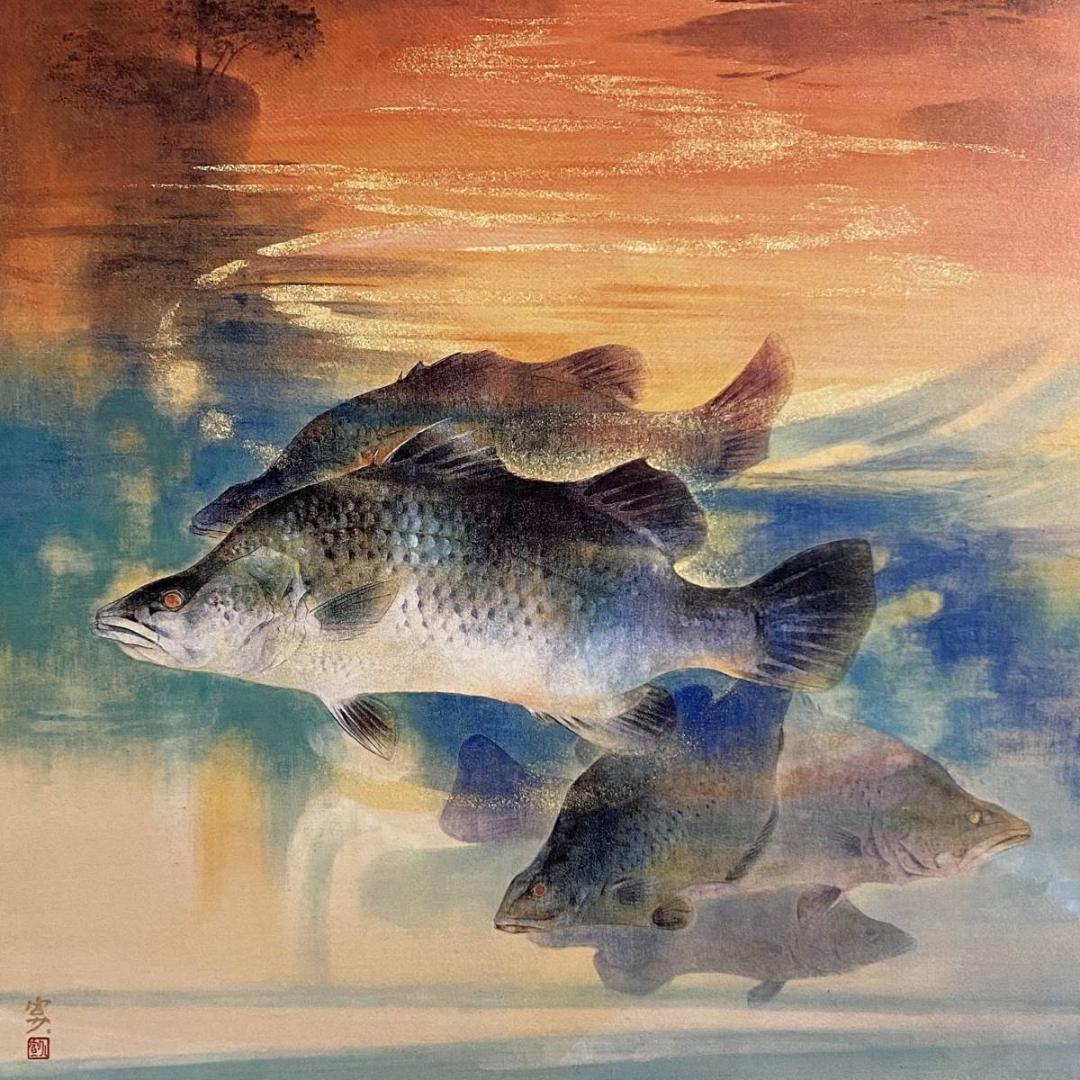 片岡宣久、【想・アカメウオ】、希少な額装用画集より、新品額装付