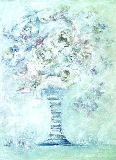 メルカリ 絵画絵額付き (銀）油絵uF6-050403花