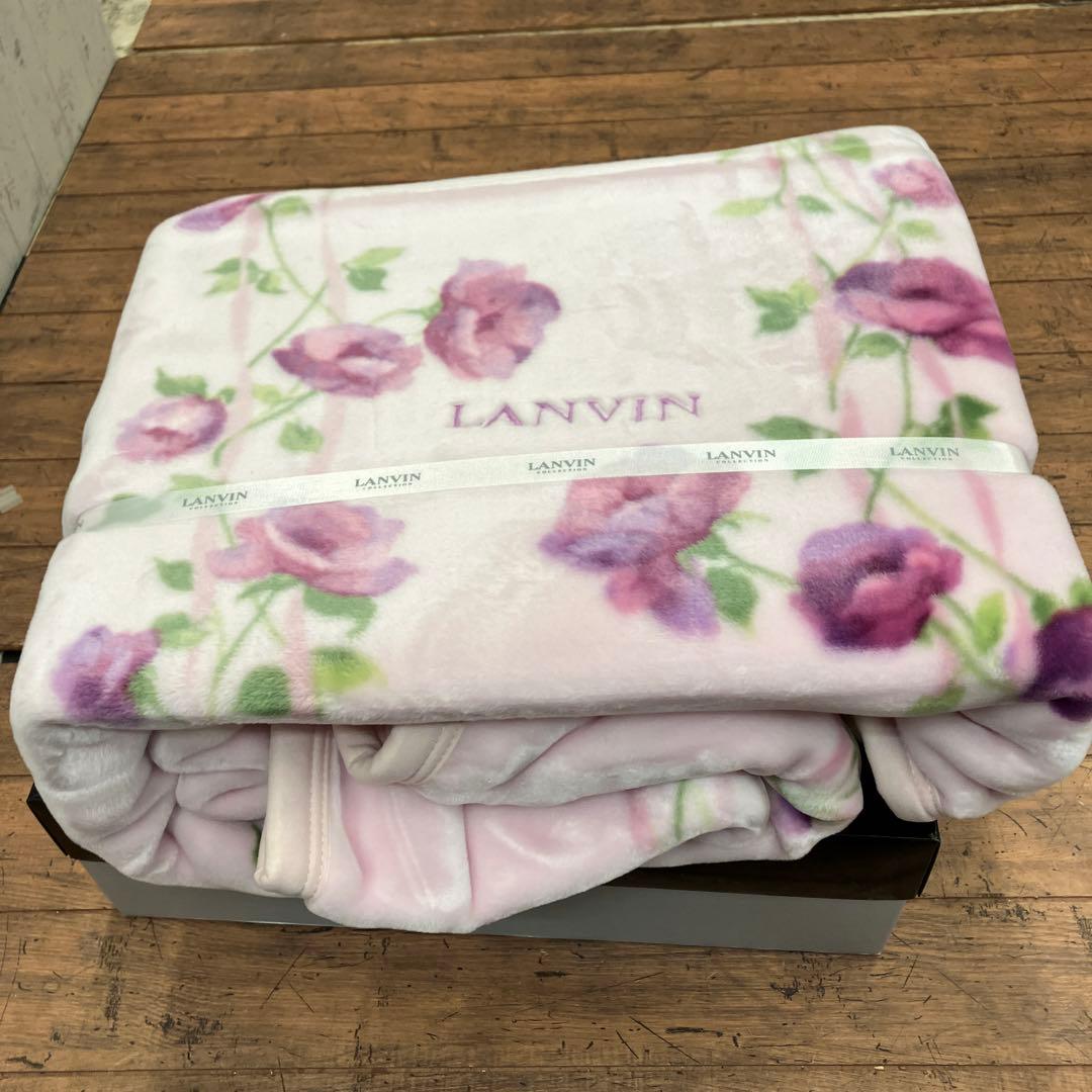 ランバン 薔薇柄 毛布 LANVIN ニューマイヤー毛布 アクリル100