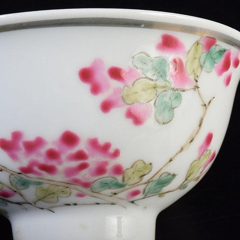 中国 粉彩漢詩花鳥文 煎茶碗 C R8963 - メルカリ