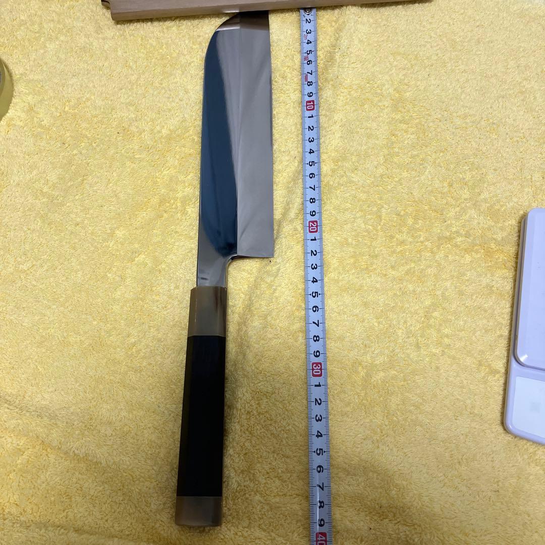 ④銀三 本焼 薄刃8寸 全鏡面 黒檀柄両水牛角 - メルカリ