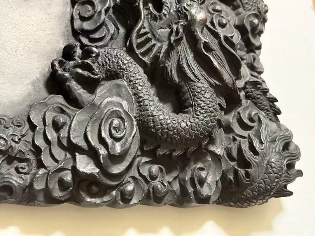 中国美術 大型端渓硯 細密龍雲彫刻硯 文房具 年代物 - メルカリ