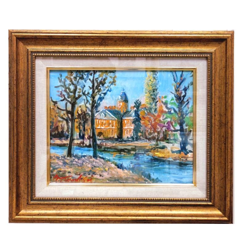☆ 高橋益之 ☆「 秋の道庁」油絵 F3号サイズ 新品！ - 絵画