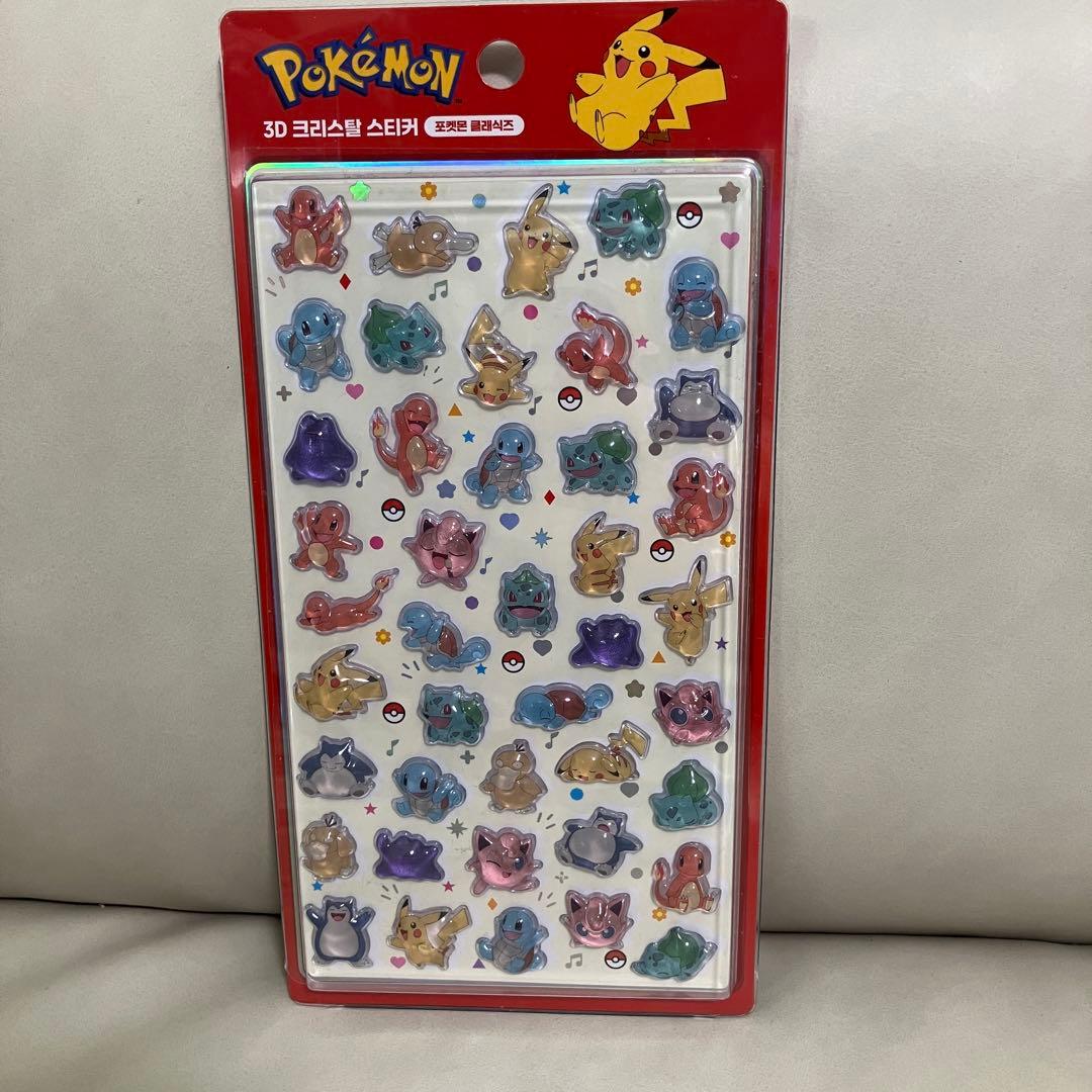 8枚セット 韓国限定 ポケモン ドロップシール 3D ぷっくり 硬い シール