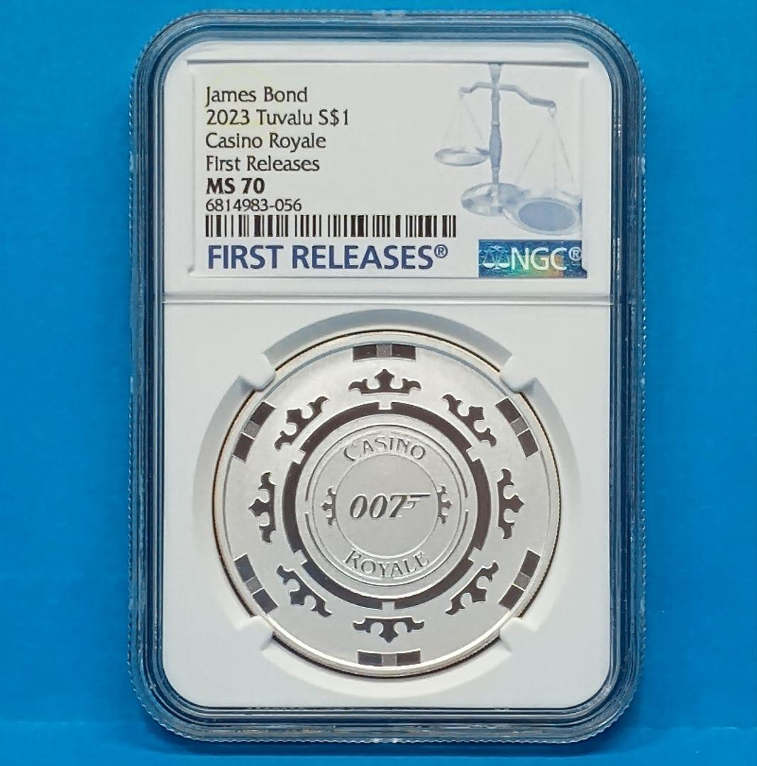 2023 ツバル James Bond 007 1ドル銀貨 NGC MS70FR 2023 1 oz Tuvalu Silver James Bond Casino Royale Coin (BU) l JM