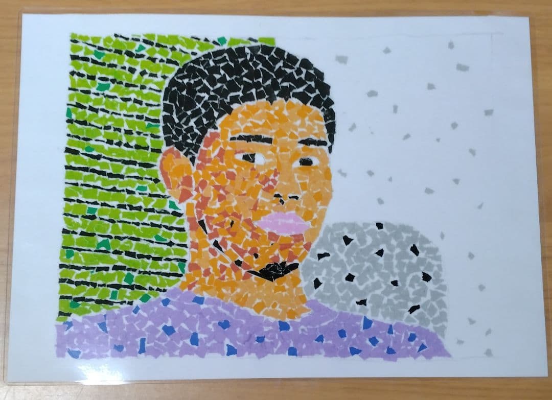 野獣先輩ちぎり絵レプリカ3枚、淫夢、モザイクアート、ポートレート