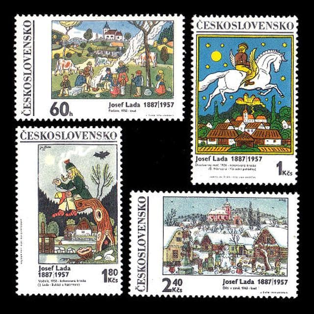 k5435 ヨゼフ・ラダ絵本童話チェコスロバキア1970年 外国切手4種 未