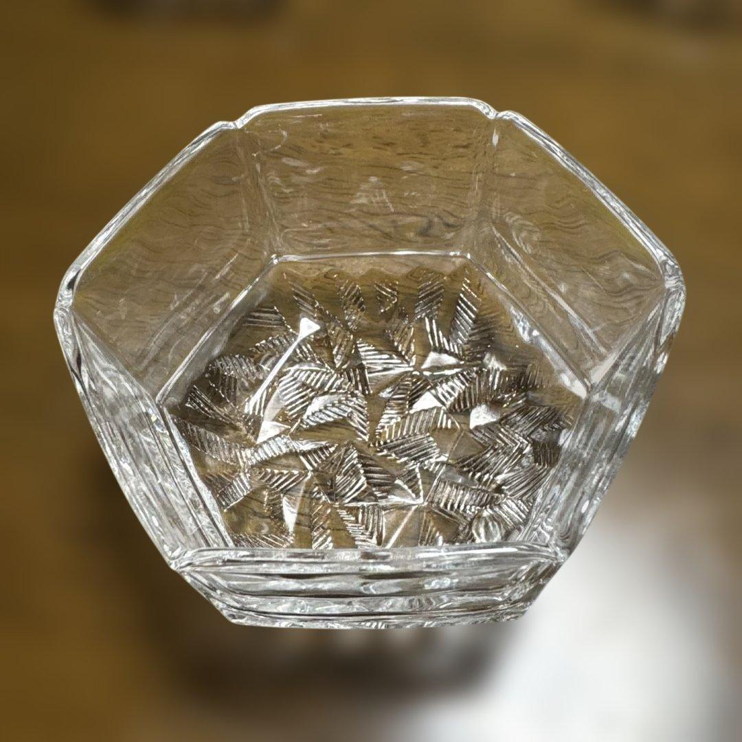 HOYA クリスタル 小鉢 六角形ガラス小皿 5個セット ソーメン レトロ