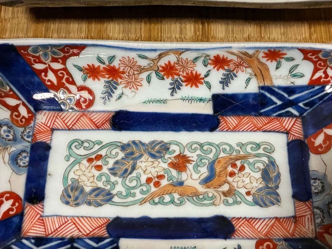 古伊万里 金彩 色絵 鳳凰紋 長皿 長方皿 二枚揃い 時代物の通販