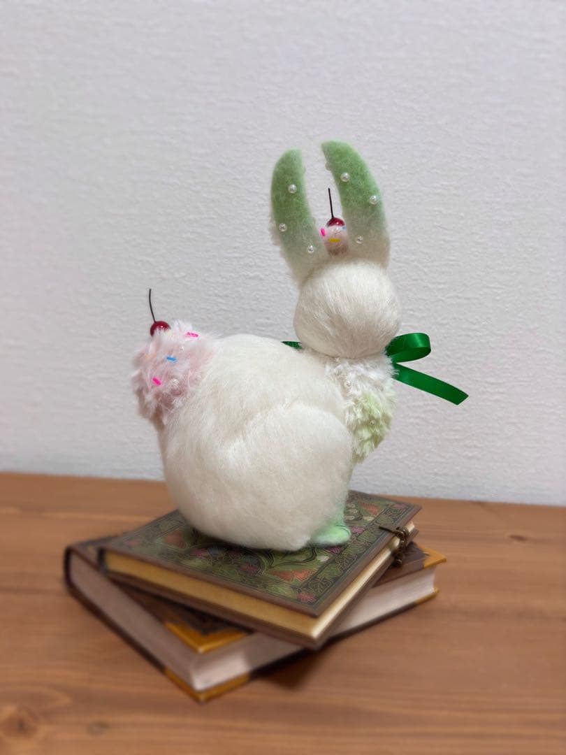 しゅわしゅわメロンソーダうさぎちゃん ハンドメイド 羊毛フェルト