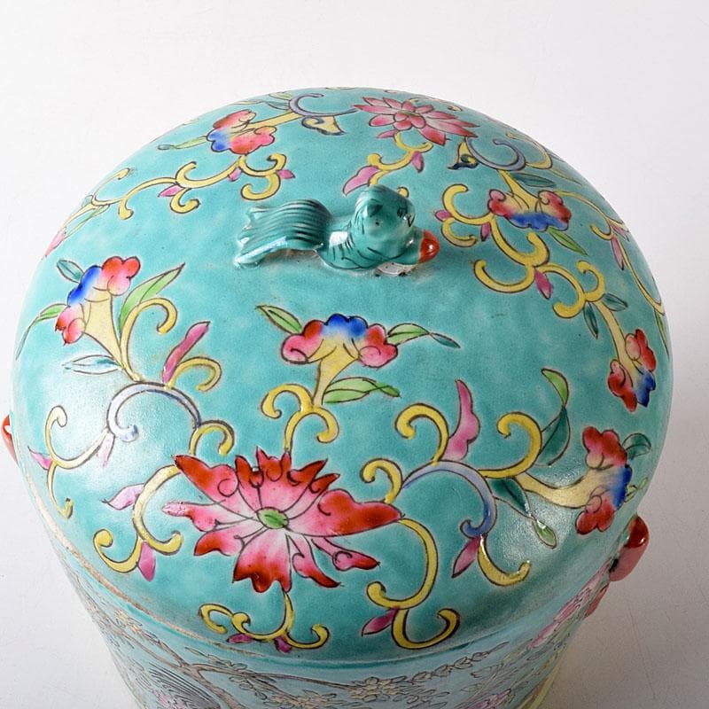 中国 粉彩 花鳥文 蓋付壺 時代箱 V 7753C - メルカリ
