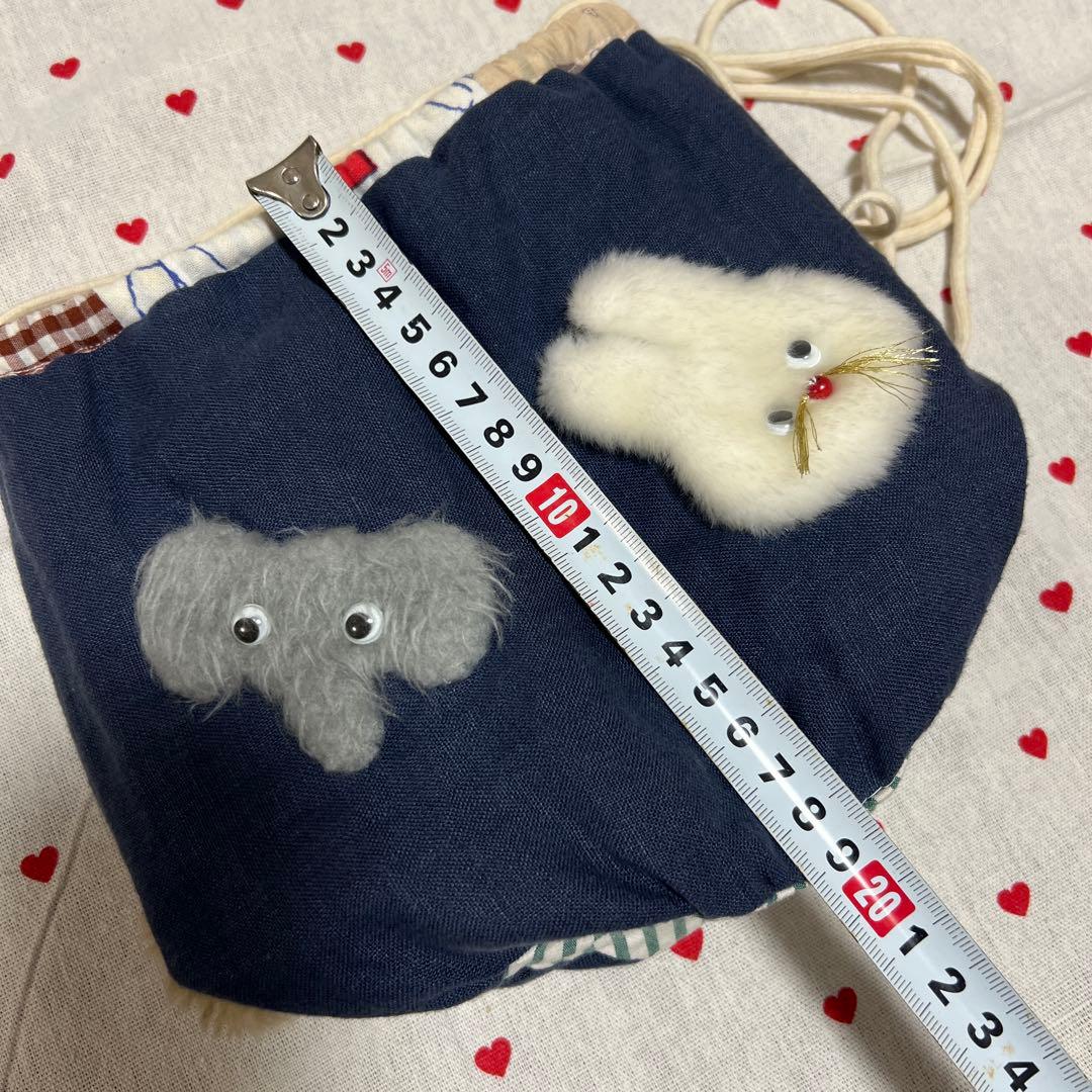 ぬいぐるみ巾着バッグ ハンドメイド作家さん 一点もの ぬいぐるみ