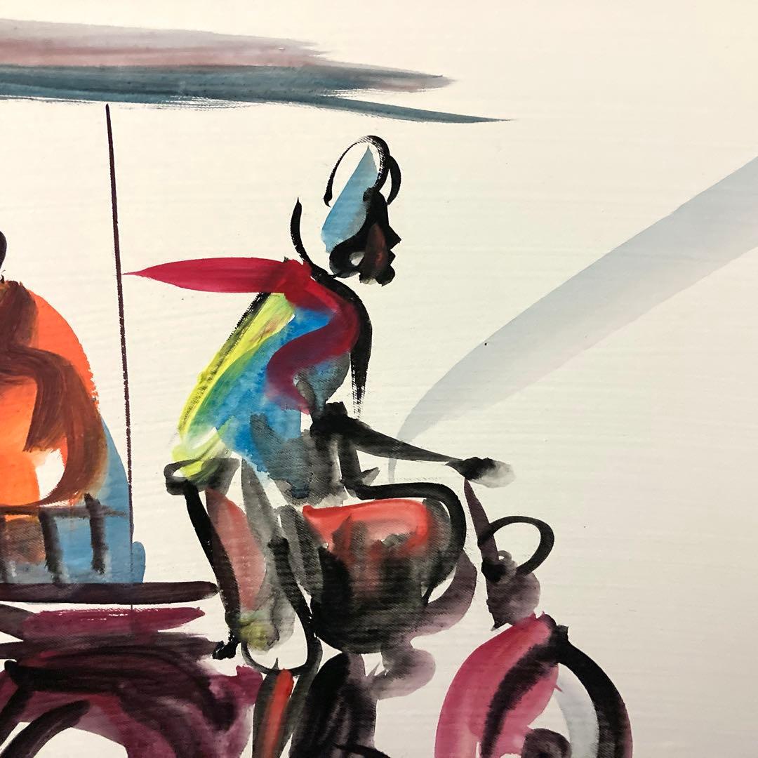 カンボジアで購入】絵画 人力車 僧侶 アート フレーム付き - メルカリ