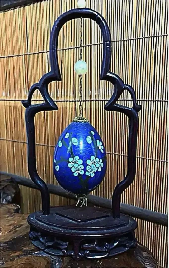中国美術 花梅雲紋 吊り 古七宝 エッグ 唐木台 装飾 中国美術 花梅雲紋 吊り 古七宝 エッグ 唐木台 装飾 【公式通販】