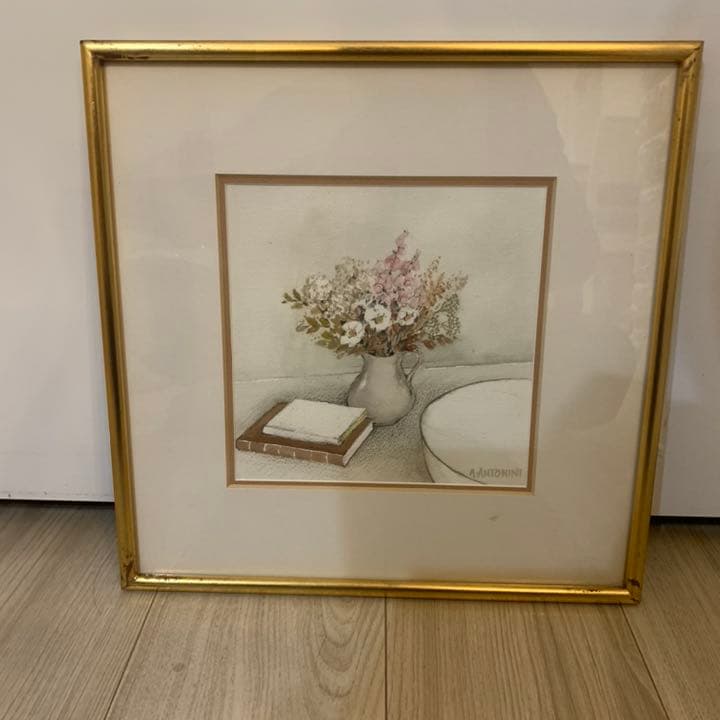 絵 A-ANTONINI アナピア・アントニーニ　水彩画　本と花 絵 A-ANTONINI アナピア・アントニーニ 水彩画 本と花 絵 A-ANTONINI