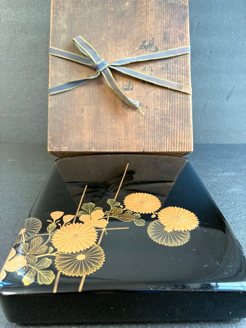 極美品/希少】時代物 金蒔絵 硯箱 フルセット 鶏竹紋 大正期 骨董