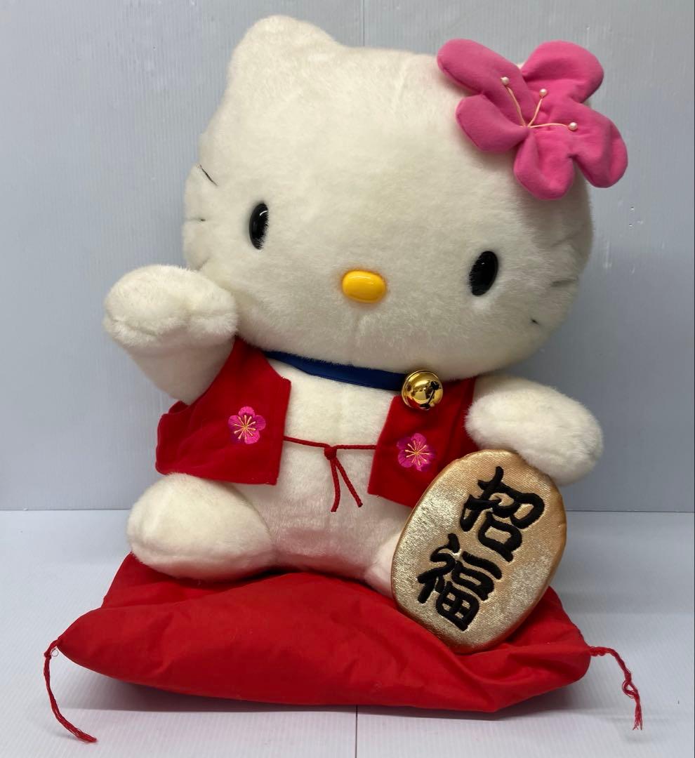 HELLO KITTY】希少！特大 ぬいぐるみ 招き猫 招福 レトロ キティ