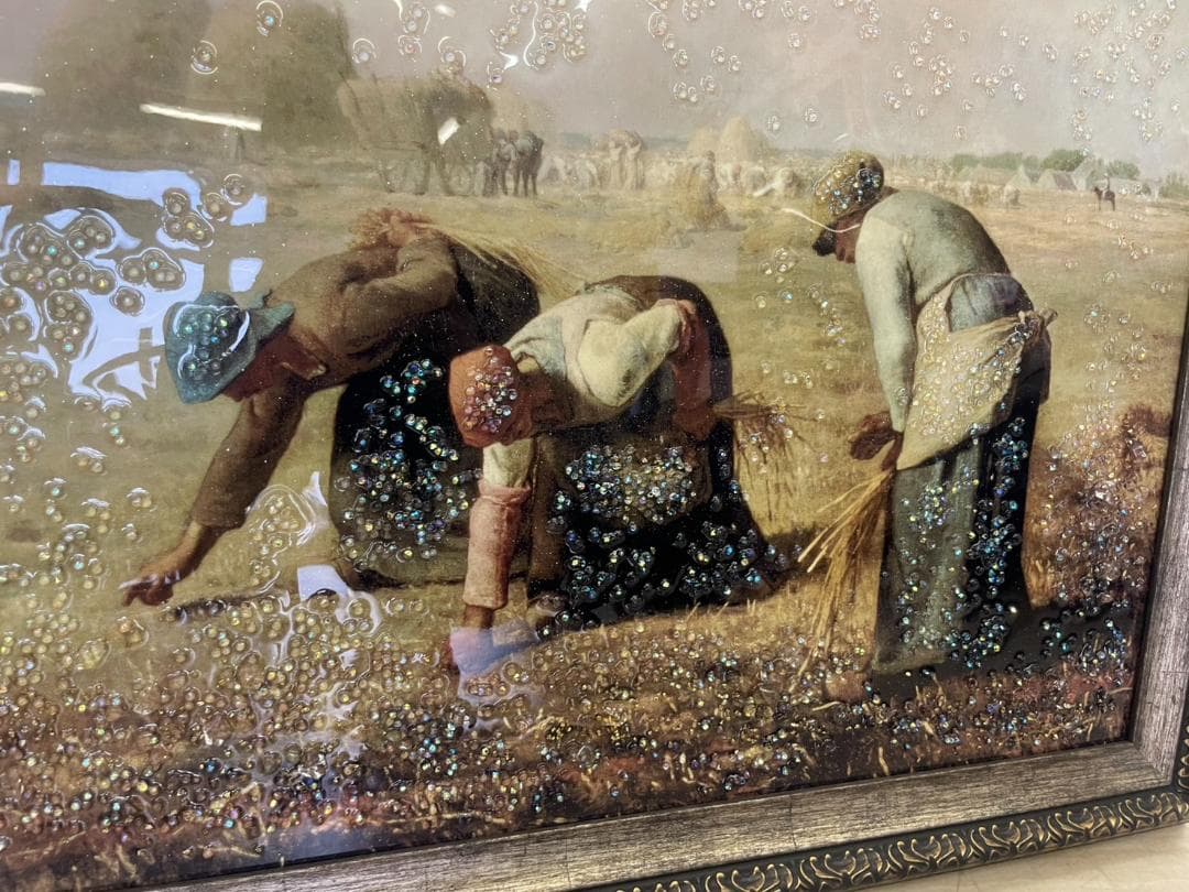 ミレー 落穂拾い おちぼひろい 絵画 絵 水晶絵 アート 額絵 名画 額縁