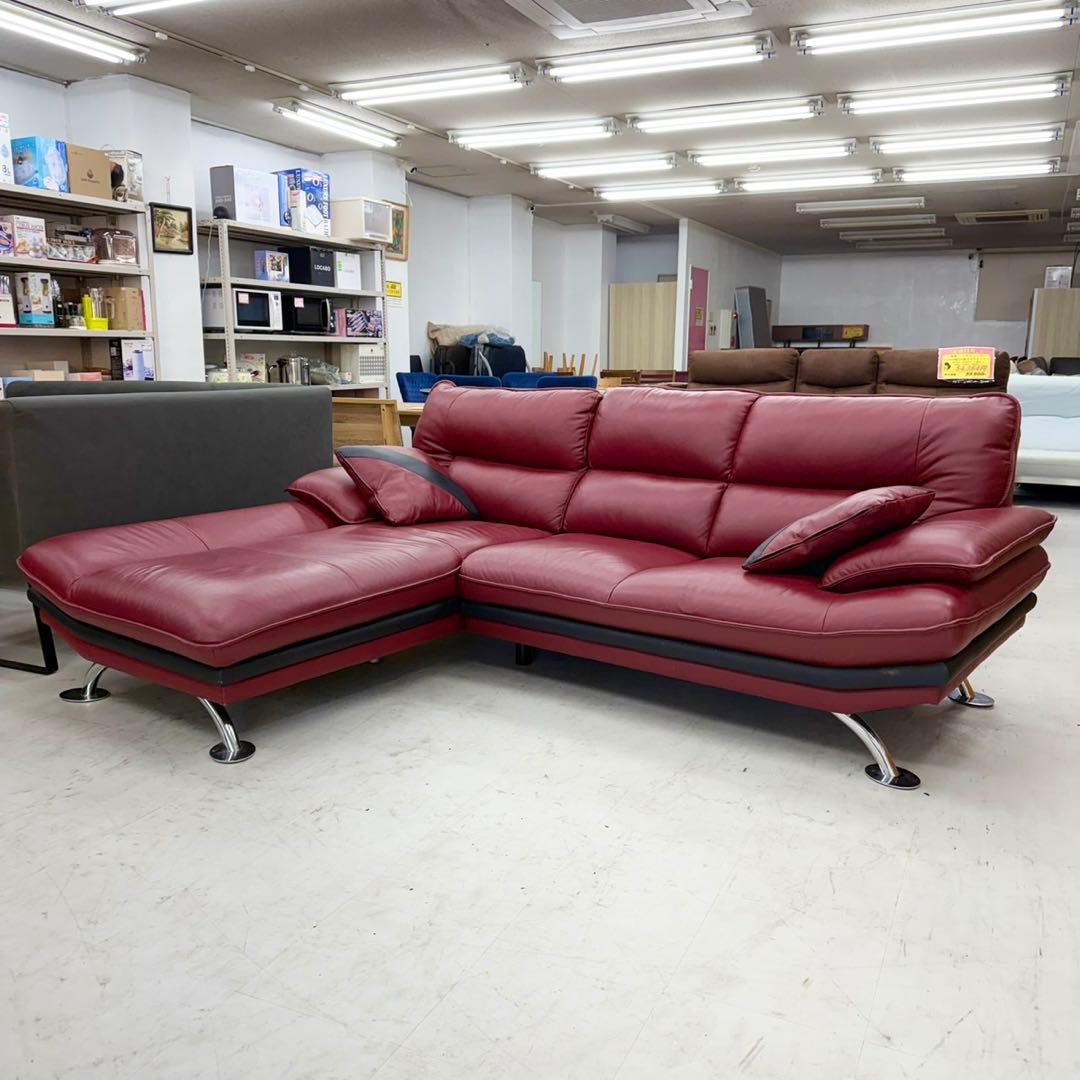 定価169,900円♪ ニトリ 235cm幅カウチソファ クッション付き 本革製 定価169,900円♪ ニトリ 235cm幅カウチソファ クッション付き 本革製
