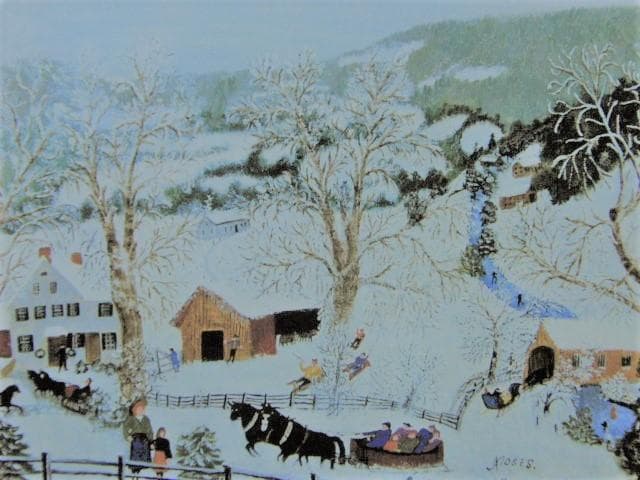 グランマ・モーゼス、『橇乗り』、希少画集画、状態良好 - メルカリ