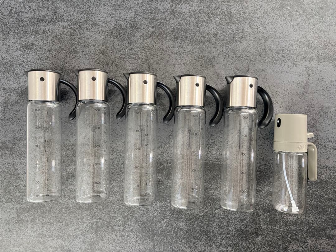オイルボトル 5本セット (オイルスプレーおまけ付き) アンジェ別注】油の量を抑える オイルスプレー オイルボトル 耐熱