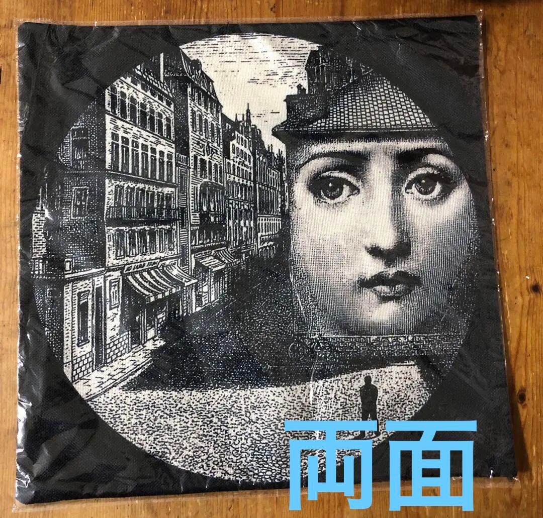 フォルナセッティー　 9番　建物と顔　　両面プリント　クッションカバー ポルトガル製世界の名画モチーフプリントクッションカバー 通販 - ディノス