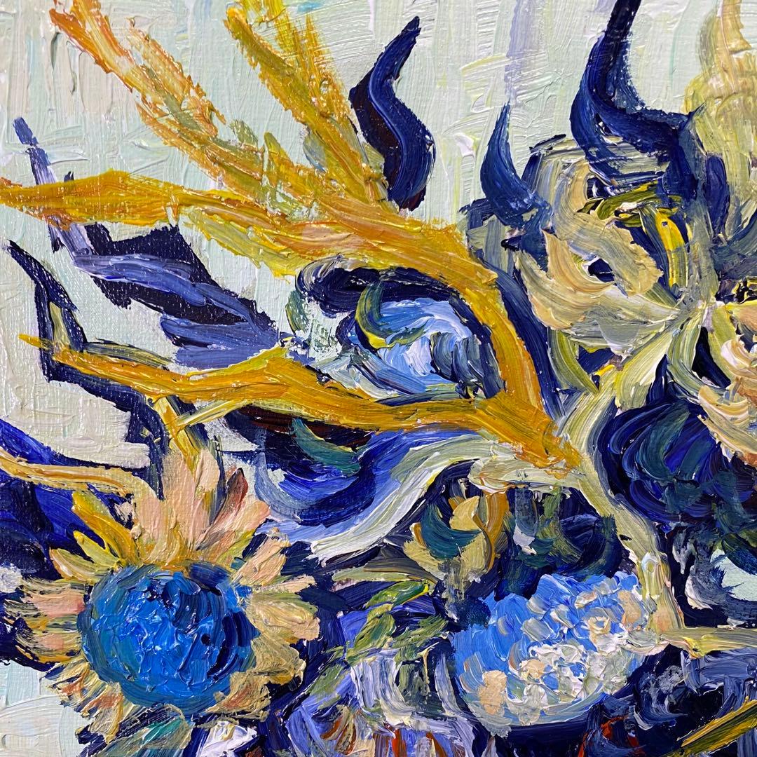 ゴッホ模写油絵額縁付き30×40cm 名画インテリア銅の花瓶のアミガサユリ油彩