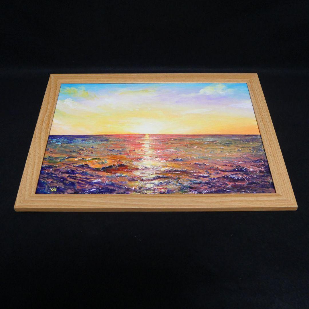 油絵 油彩 油彩画 絵 絵画【朝日に輝く海】 - メルカリ