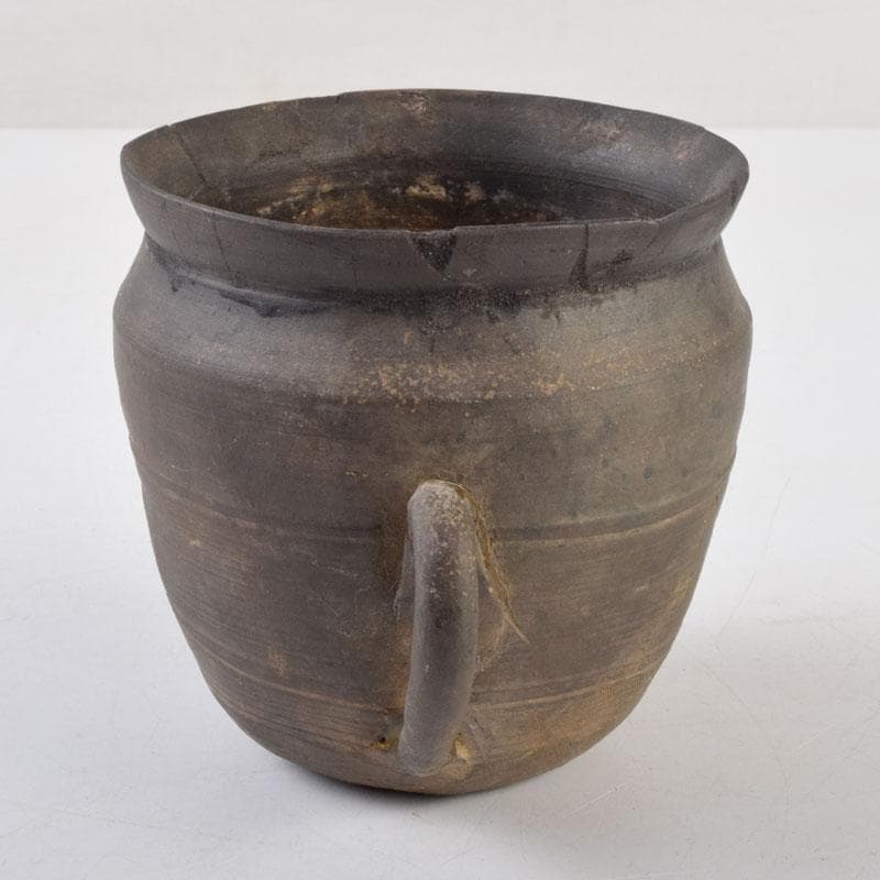 朝鮮美術 須恵器 新羅土器 新羅無細土 持ち手付壷 V 8924