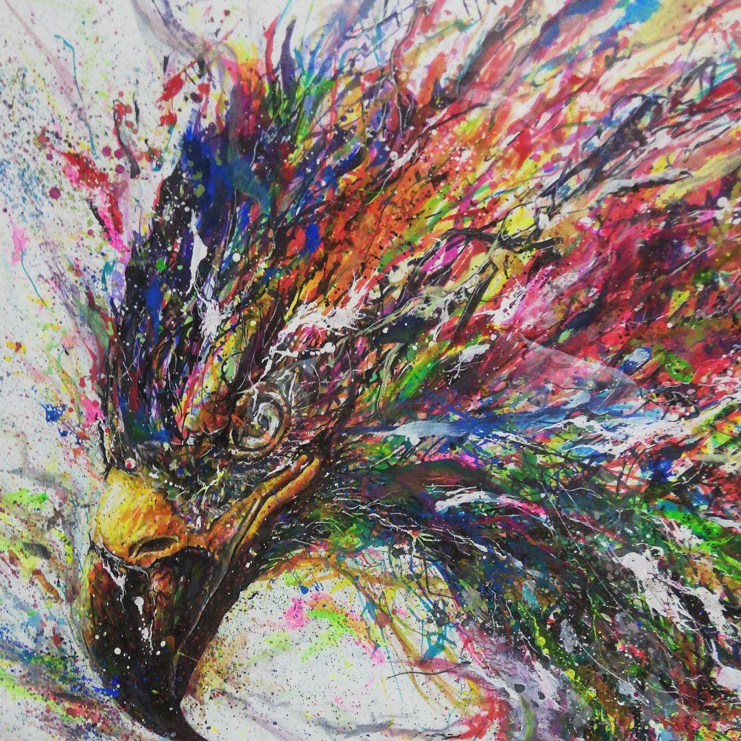 鷹の絵 絵の具 絵画 - メルカリ