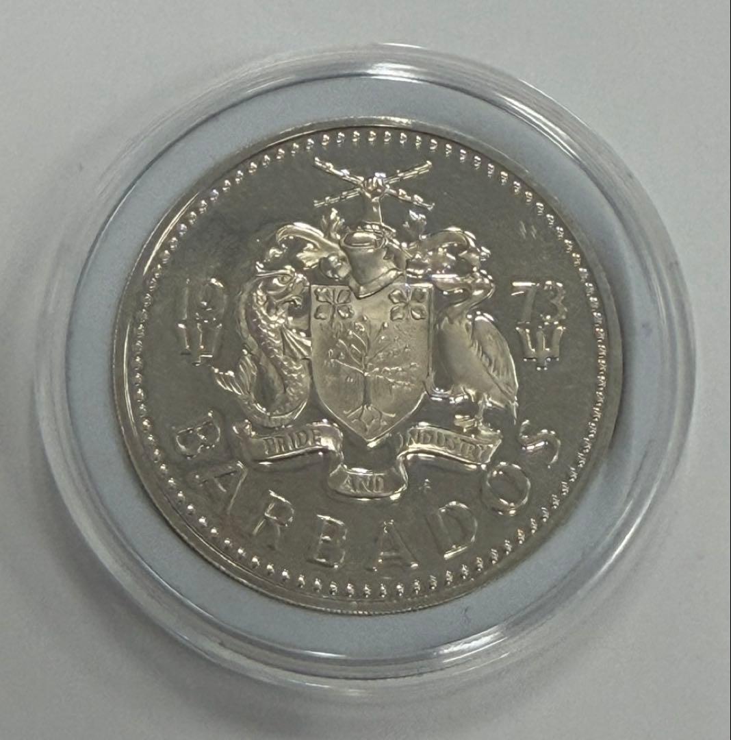 1973年 バルバドス英国トラファルガー広場噴水 5ドル大型プルーフ銀貨
