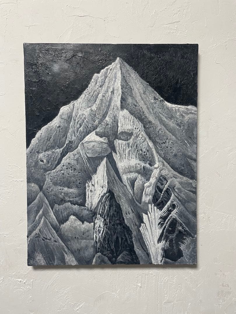 モノクロ 油彩画 山の風景　オリジナル　1点もの 山の風景 モノクロ のイラスト素材 [58361318] - PIXTA