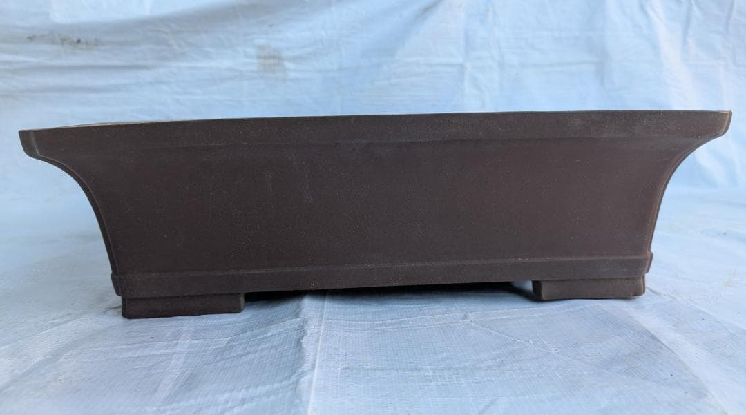 周寶山 盆栽鉢 長方形 外寸56×44.5×高13cm 紫泥鉢