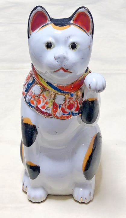 古瀬戸（明治 ~大正期）招き猫置物　アンティーク　希少骨董品　高さ約28センチ 古瀬戸（明治 ~大正期）招き猫置物 アンティーク 希少骨董品 高さ約28