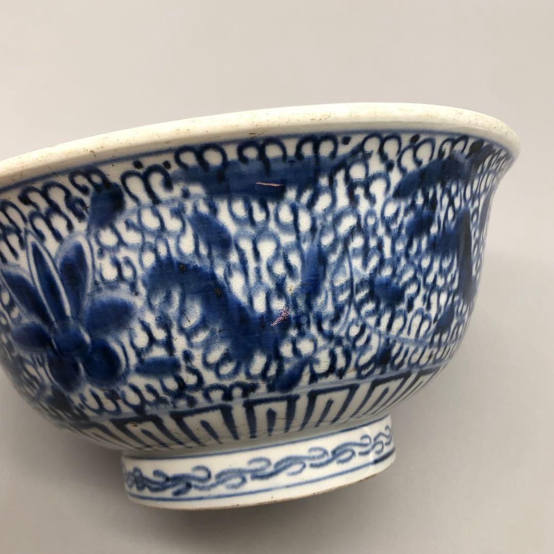 江戸時代古伊万里キリン麒麟染付け鉢ボウル21.5cm伊万里焼骨董品木箱