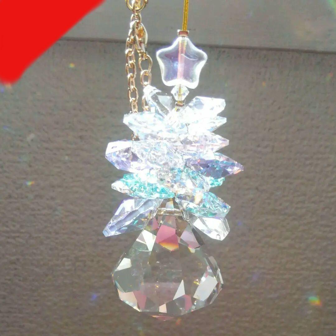 サンキャッチャー♡ハンドメイド「Swarovski✧︎パステルツリー」 サンキャッチャー（スワロフスキー）：クリスタルツリー 桜 AB