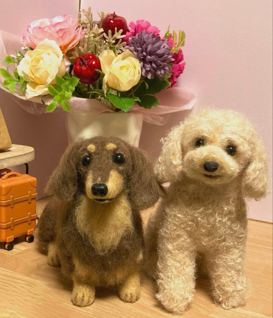 ミニチュアダックス♡トイプードル　羊毛フェルト Let's make it together❣️【Realistic Cute Miniature Dachshund