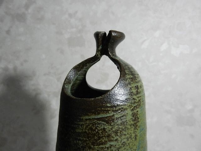 黒田光楽窯 「黒田光楽（耕三朗）」作 萬古焼花入（約高26㌢、口4